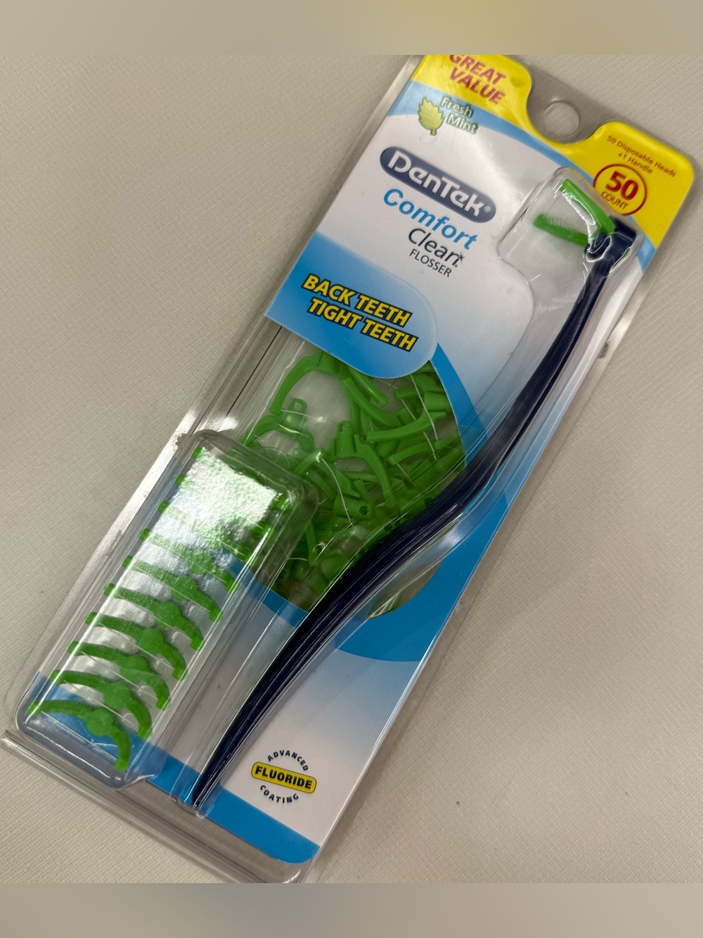DenTek 2010 Comfort Clean Handle Flosser / With 50 Count Heads / Floss Flouride